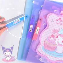 Sanrio 1 Stück Sanrio Kuromi MyMelody Mappe Schüler Prüfungspapier Aufbewahrungsclip, süßer Cinnamoroll transparent verstärkter A4 A3 Papieraufbewahrungsclip, Büroartikel, Mädchen Geschenke, Schulmaterial, Schulanfang