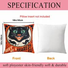 4 capas de almofada decorativas vintage de Halloween, estampa de gato assustador, abóbora, caveira, morcego, capas de almofada retrô de 45,7 cm x 45,7 cm com zíper, estampadas em um só lado, decoração de Halloween para casa, adequadas para o feriado de outono, pátio externo, sofá para sala de estar interna, decoração de quarto
