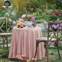 1pc Rose Gold Sequin Round Tablecloth 47-Inch, Party Table Cloth Suitable For Bridal Shower, Birthday, Wedding, Dessert, Banquet, Thanksgiving, Christmas - Multicolor - View 2