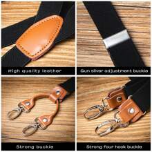 Men Braces For Trousers With 4 Strong Metal Clips, Y-Back 2cm Wide Heavy Duty Adjustable Elastic Suspenders For Men & Women