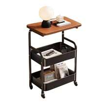 可移动双层咖啡桌，现代简约小推车架，适用于家庭、厨房、卧室储物架