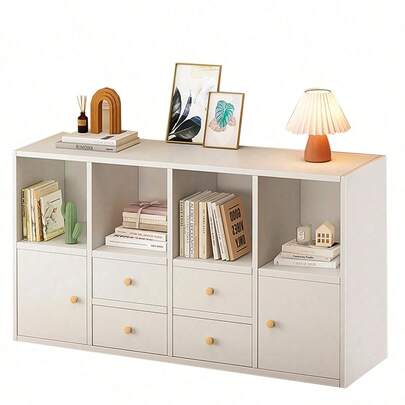 Mueble Buró Organizador Cajonera Madera 4 Cajones 2 Puertas 120x30x75cm