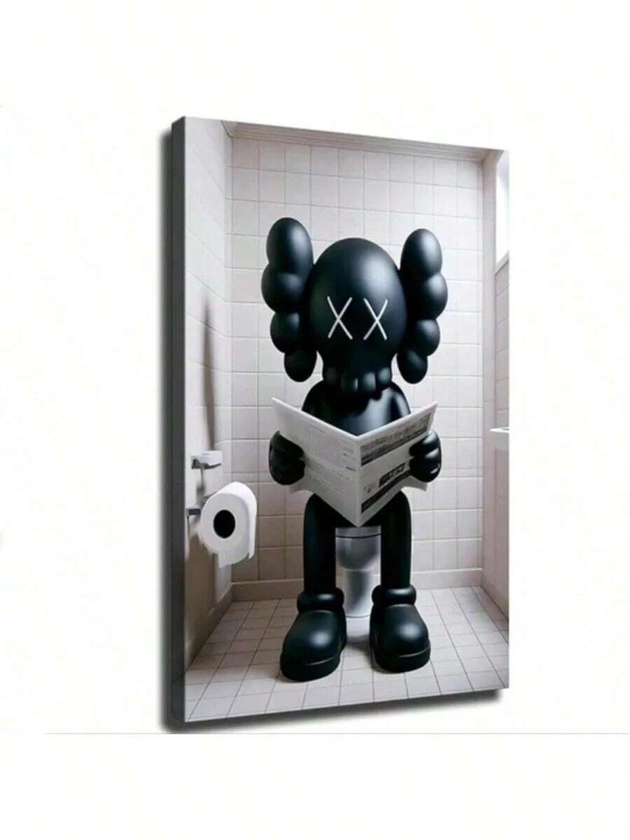 1 pieza Póster de arte de moda Kawaii enmarcado, 1 pieza Póster de arte de moda Kawaii sin marco (lienzo envuelto) para decoración de sala de estar, cocina y habitación - Negro - Ver 1