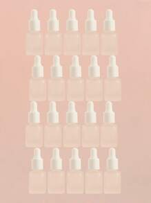 3/5/10/20pcs/Set Square Matte Empty Refillable Glass Dropper Bottles 5ml/8ml/10ml/15ml/20ml For Essential Oil, Serum, Perfume, Travel And DIY Use, White And Silver Cap