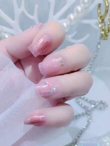 半固化凝胶指甲贴，果冻米色，16 片凝胶指甲贴，贴纸，需要紫外线照射，沙龙品质，持久