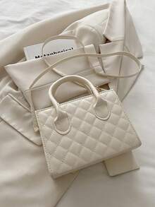 Lightweight,Business Casual Double Handle Square Bag For Teen Girls Women College Students,Rookies & White-Collar Workers Perfect For Office,College,Work ,Business,Commute,Outdoors, Travel, Outings - White - View 6