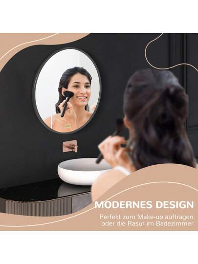 Kleankin Bathroom Mirror, Round Spiegel Aluminum Frame, 50 Wand Living Room, Bedroom, Bathroom, IP44, view 4