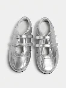 2025春季新款复古红色百搭魔术贴玛丽珍鞋，圆头平底休闲女鞋【尺码偏小，请参考尺码表】，芭蕾平底鞋