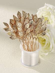 12pcs Bride Hair Accessories Vintage Gold Leaf Hair Pins Bridesmaid Headpiece For Wedding Hair Pins Bride And Bridesmaid Hairstyle Accessories ﻿ - Gold - View 3