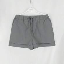 Women's Solid Color Simple Daily Casual Shorts  Plain    Casual    Pocket  Knot  Drawstring - 深灰色 - 查看 3