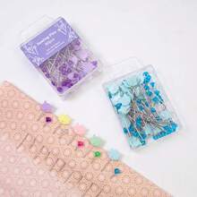 80pcs/Set Embroidery Patchwork Tools Straight Sewing Pin Cat Diamond Patchwork Pin For Sewing Quilting Positioning Pin Holder - Black - View 7