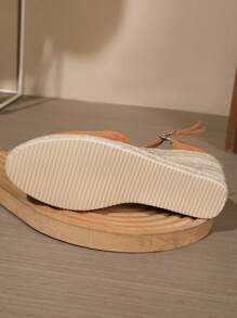 Fashionable & Elegant Casual Versatile Daily Commute Solid Color Casual Commuting Outdoor Outdoor Party Elegant Party Resort Fashion Fabric Lace-Up Women's Thick Bottom Wedge High Heel Shoes Female Shoes Autumn Shoes Flats Beach Holiday Wedding Party Home Outdoor All Season