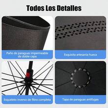 Paraguas grande de 24 varillas con diseño de arcoíris, mango largo, recto, anti-UV, para sol y lluvia. - Multicolor - Ver 7