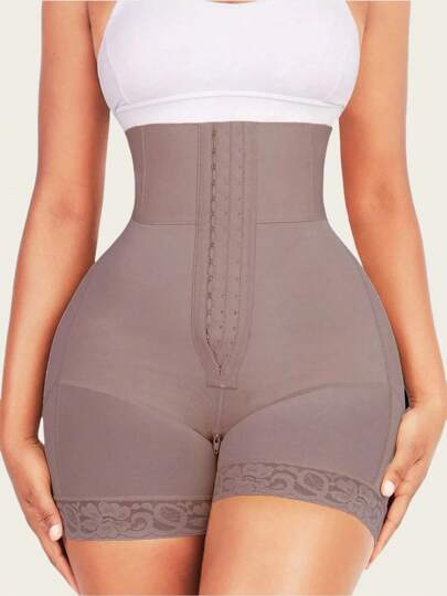 1 pieza Shapewear moldeador de glúteos para mujer con control de abdomen, con cierre de cremallera y gancho