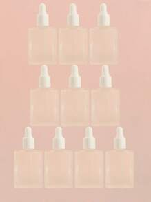 3/5/10/20pcs/Set Square Matte Empty Refillable Glass Dropper Bottles 5ml/8ml/10ml/15ml/20ml For Essential Oil, Serum, Perfume, Travel And DIY Use, White And Silver Cap
