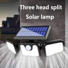 Solar Powered Wall Light With Human Body Sensor, IP44 Waterproof, 3 Heads 74 LED Chips, 270° Wide Angle Lighting, Built-In 18650-800mAh Li-Ion Battery, Durable For Yard, Garage, Street, Park, Outdoor Use - Black - View 8