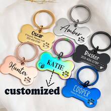 Double-Sided Customized Pet Collar Label, Pet Label With Address/Phone Number, Hollow Claw Bone Dog Tag, Personalized Dog Tag, Customized Dog Tag, Collar Label, Dog Name Label, Unique Pet Tag,Pet Supplies,2025 Halloween Accessories,Personalised Cat Dog Puppy Pet ID Name Pendants