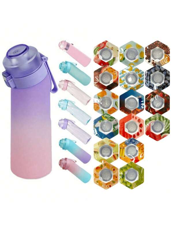 1 pieza Botella de agua de 650 ml de Tritan con aroma, sin azúcar, con sabor a fruta, botella de agua de plástico Tritan con fragancia para beber talla grande agua