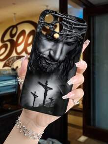 New Fashion TPU Phone Case - Hot Selling Religious Crucifixion Art Pattern Design Theme Luxury Shockproof Aesthetics Cute Phone Case, Lens Highlighting Protection, Compatible With For IPhone 16/16Plus/16Pro/16ProMax, 15, 14, 13, 12, 11 Series, Compatible With For Galaxy S/A Series, Easter Gift, Christmas Halloween Decoration/Birthday Gift, Girlfriend, Boyfriend, Friend Or Yourself. - 黑色 - 查看 4