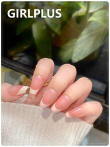 10 件棺材形状按压式指甲，法式尖头白色和渐变粉色方形指甲升级套装，适合女士和女孩美甲用品 - 淺粉色 - 查看 2