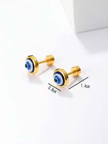 1 Pair Fashionable Simple & Versatile High-End Cute Eye Turquoise Stud Earrings For Women - Multicolor - View 14