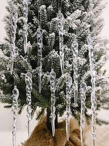 1件圣诞装饰透明冰棒挂件，水晶雪花亚克力吊坠，适用于圣诞树，适合装饰圣诞树、冬季、新年派对、家居及房间装饰，圣诞装饰品，圣诞礼物，圣诞装饰 - 透明冰條 - 查看 10