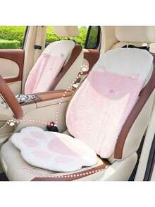 1件装毛绒座垫冬季创意猫爪格纹汽车保暖防滑座垫四季通用汽车座垫 - 黑與白 - 查看 14