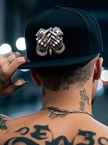 1pc Hip-Hop Hand & Banknote Print Hip-Hop Cap, Y2K Streetwear Sports Baseball Cap With Adjustable Snapback Unisex, Gift For Yourself And Friends