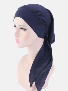 1 件女士弹性宽边仿丝头巾帽、睡帽、女士海盗帽、护发帽，适合日常使用 - 純色系 - 查看 11