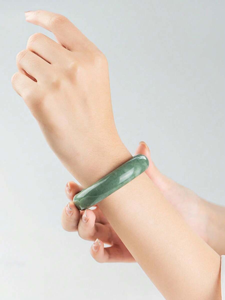 1 件翡翠手镯，新款时尚手链，适合女士，手链，天然玉石表面可能有矿物点或杂质，这是正常现象 - 手鐲 - 查看 1