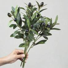 1 ramură plantă artificială cu fructe false, aspect realist, 4 furci, design simulare ramură de măslin, decor pentru casă, recuzită fotografie, cadouri, ziua de naștere, absolvire