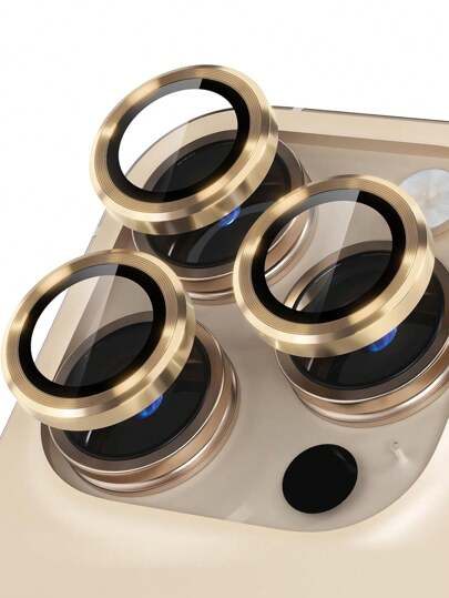 3 قطع واقي عدسة الكاميرا متوافق مع آيفون 16 برو ماكس، غطاء كاميرا فردي معدني، اكسسوارات واقي زجاجي مقسى، غطاء عدسة بتغطية كاملة، واضح عالي الوضوح مضاد للخدش دون تأثير على جودة الصور، متوافق مع الحافظة، واقي زجاجي مقسى متوافق مع طرازات آيفون 11 إلى 16 برو ماكس (ذهبي 3 قطع)