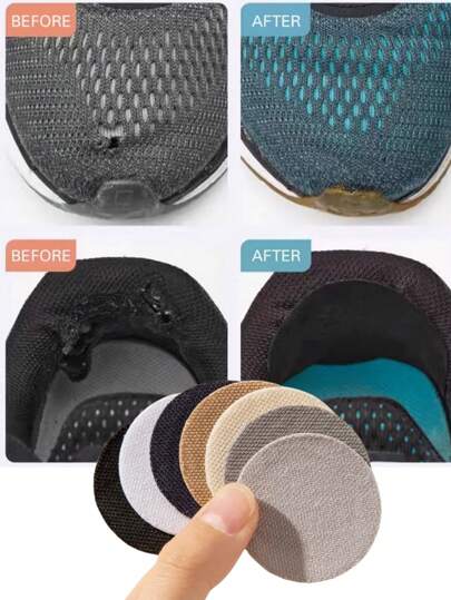 6/12/24 peças (6 peças/pacote) adesivos para reparo de calçados esportivos | Protetores de malha respirável e forro interno – Reparadores antidesgaste para calcanhares, dedos e furos para tênis – Acessórios de manutenção rápida de calçados para furos, arranhões e uso diário