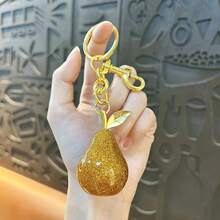 1pc Creative Cute Pear Shaped Keychain, Fashion Bag Pendant, Car Key Chain, Couples Small Gift, Backpack Decor - Multicolor - View 5
