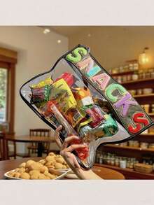 1 件可爱全透明针织刺绣化妆零食收纳袋、沙滩包、旅行包和旅行配件、拉链防水化妆包、透明塑料迷你旅行洗漱包、多功能收纳袋 - 彩色 - 查看 10