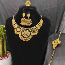 5pcs Middle Eastern Bridal Jewelry Set Necklace Earrings Ring Bracelet Accessory