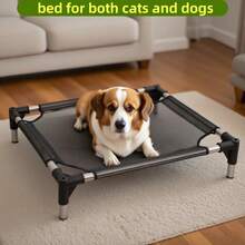 Giường thú cưng bền và thoải mái, thích hợp sử dụng trong nhà/ngoài trời, thiết kế võng làm mát phù hợp với mèo và chó - màu đen - Xem 1