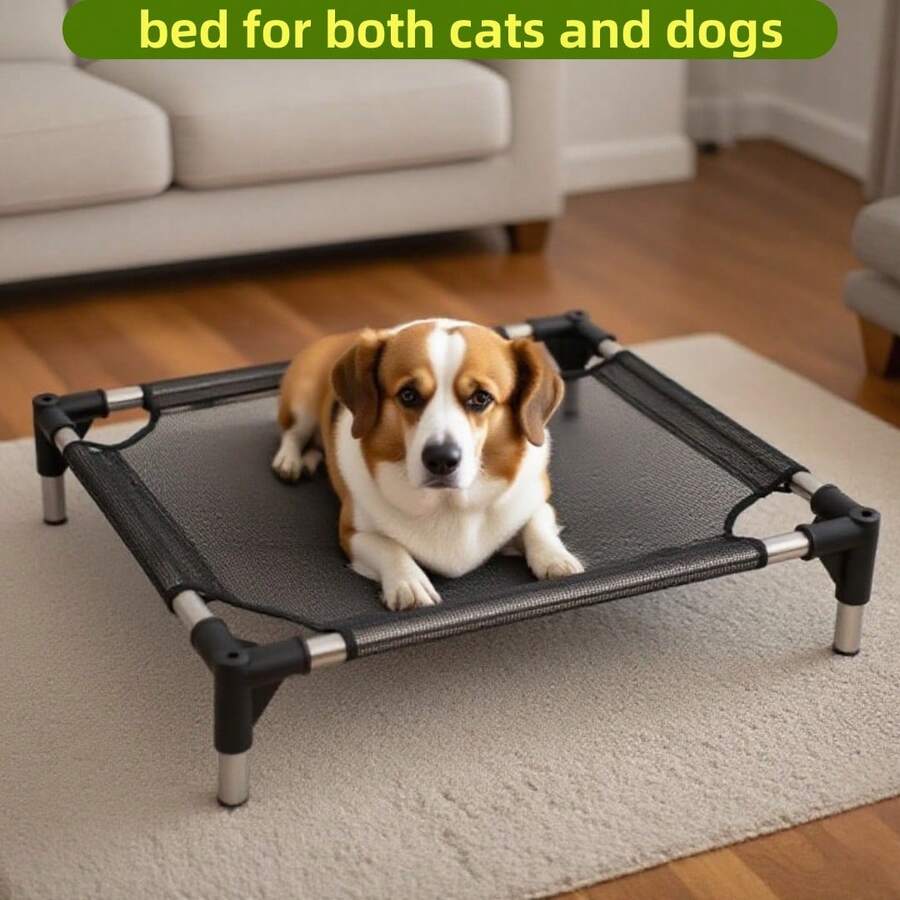 Giường thú cưng bền và thoải mái, thích hợp sử dụng trong nhà/ngoài trời, thiết kế võng làm mát phù hợp với mèo và chó - màu đen - Xem 1