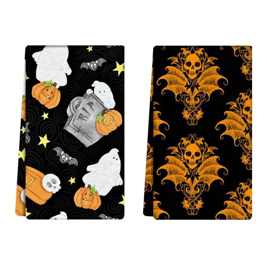 2/4 paños de cocina de Halloween, altamente absorbentes y decorativos, apropiados para decoración festiva, cocinar, hornear, regalos de inauguración de casa y limpieza - Multicolor - Ver 1