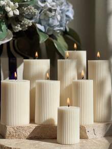 DIY Striped Cylinder Cylindrical Candle Mold Flat Top Pinstripe Pillar Molds Plastic Acrylic Mould Candle Making Supplies Classical Column Wedding Home Decoration