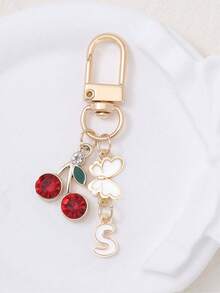 1 件可爱甜美亚克力樱桃字母钥匙扣不锈钢 26 个字母钥匙圈适用于手提包背包汽车钥匙 - 优雅女士节日礼物。背包装饰钥匙扣 - 彩色 - 查看 20