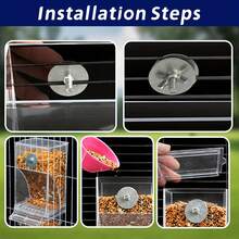 1 件透明视图自动喂鸟器，透明防溢出种子食物容器，无杂乱笼子配件，适用于鸽子、金丝雀、鹦鹉、麻雀 - 耐用塑料，易于组装，无需电力 - 查看 10