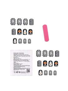24 PIEZAS Suministros para uñas de Halloween con telaraña blanca, fantasma, calabaza y calavera, con polvo brillante, talla grande 1 lima de uñas y 1 pieza de pegamento de gel