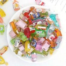 [10/20/30/50/60 peças] Miniaturas de resina sortidas para simulação de alimentos, garrafas de bebida, grampos de cabelo multicoloridos faça você mesmo, capas de celular, ímãs de geladeira, decoração para casa de bonecas, suprimentos para fabricação de joias