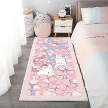 1 pieza Alfombra de peluche decorativa con forma de conejo, alfombra de piso para dormitorio, decoración del hogar, estilo Ins, suave y cálida, adecuada para dormitorio, sala de estar, habitación infantil - Rosa - Ver 2