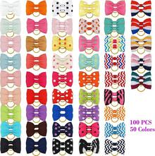 2025Hot SaleYxiang 100PCS Cute Pet Grooming Accessories - Colored Polka Dot Hair Bows With Rubber Bands For Small Dogs And Puppies Like Yorkies - 50 Pairs
