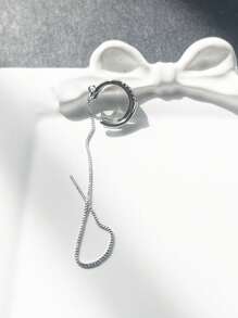 1 pieza Abrazadera de oreja con flecos de cruce de plata, simple y elegante