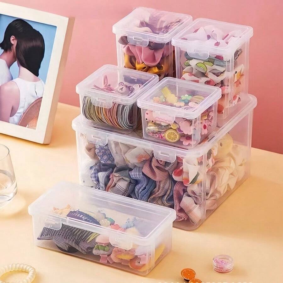 1 cái dây buộc tóc, hộp đựng phụ kiện tóc và đồ trang sức, hộp đựng dây buộc tóc - Trong sáng - Xem 1