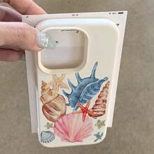 1 pieza Funda de teléfono con material TPU y diseño de estrella de mar y concha de colores, compatible con iPhone/teléfonos, versión internacional, no la versión nacional - Blanco - Ver 4
