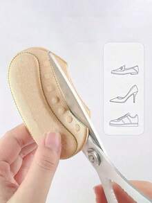 1pair Shoe Heel Sticker To Prevent Slipping And Anti-Wear, Shoe Cushion Sticker To Adjust Shoe Size (1 Size Smaller), For High Heels - Beige - View 4